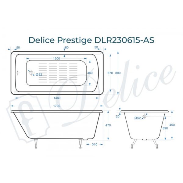 Ванна чугунная Delice Prestige DLR230615 170х80 Ванна чугунная Delice Prestige DLR230615 170х80