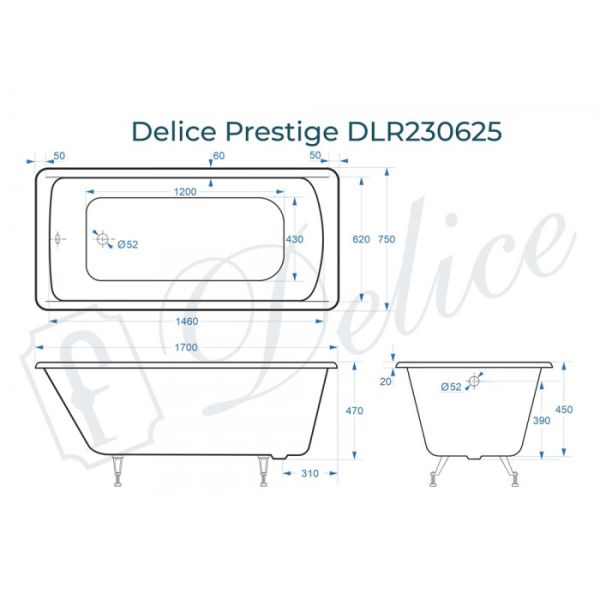 Ванна чугунная Delice Prestige DLR230625 170х75 Ванна чугунная Delice Prestige DLR230625 170х75