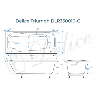 Ванна из литьевого мрамора Delice Triumph DLR330010-G 170x70 глянцевая