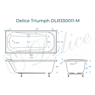 Ванна из литьевого мрамора Delice Triumph DLR330011-M 170x75 матовая