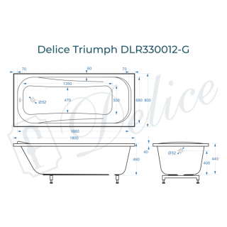 Ванна из литьевого мрамора Delice Triumph DLR330012-G 180x80 глянцевая