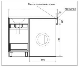Напольная тумба под раковину Misty Фостер под стиральную машину 40см с двумя ящиками белый