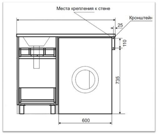 Напольная тумба под раковину Misty Фостер под стиральную машину 40см с двумя ящиками белый