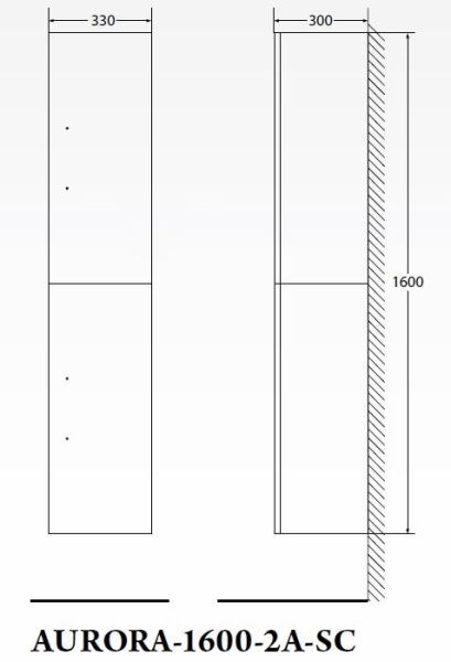 Шкаф-колонна BelBagno правосторонний 160x33см Bianco Opaco AURORA-1600-2A-SC-BO-P-R