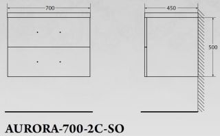 Тумба под раковину BelBagno подвесная 70x50см Rovere Nebrasca Nature AURORA-700-2C-SO-RNN