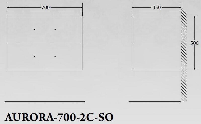 Тумба под раковину BelBagno подвесная 70x50см Rovere Nebrasca Nature AURORA-700-2C-SO-RNN