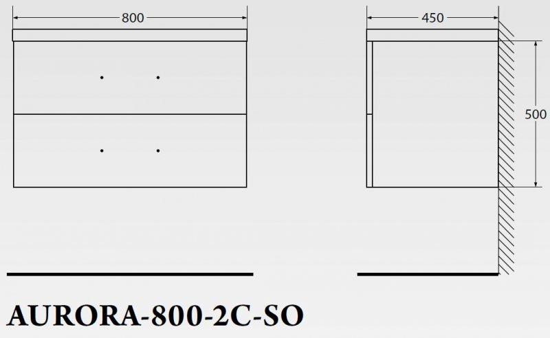 Тумба под раковину BelBagno подвесная 80x50см Pino Pasadena AURORA-800-2C-SO-PP