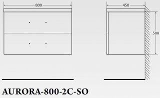Тумба под раковину BelBagno подвесная 80x50см Cemento Pallido AURORA-800-2C-SO-CP