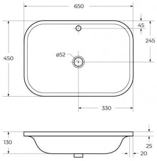 Раковина керамическая Cezares полувстраиваемая 65см белый CZR-DRO-65-LVB