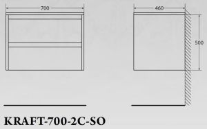 Тумба под раковину BelBagno подвесная 70x50см Rovere Tabacco KRAFT-700-2C-SO-RT