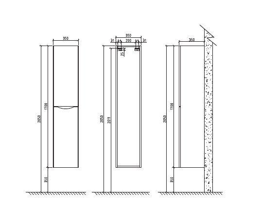 Шкаф-колонна BelBagno правосторонний 35x170см Rovere Moro ANCONA-N-1700-2A-SC-RW-R