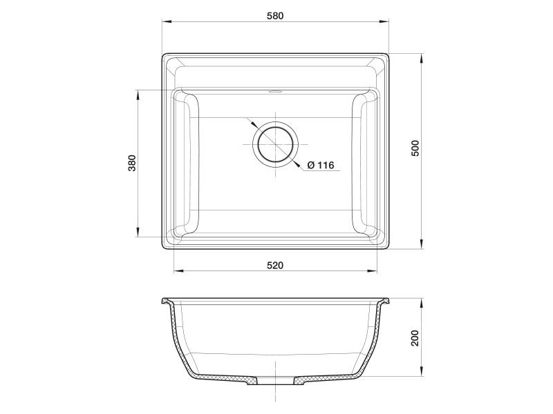 Мойка кухонная GranFest Серая Vertex V-580 сер