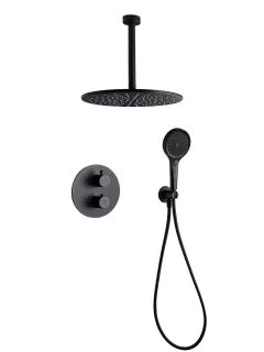 Душевой комплект Filarete FL1054BL с термостатом чёрный матовый