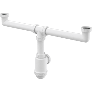 Сифон для двойной мойки AlcaPlast с накидными гайками 6/4" без штуцера A448-DN50/40
