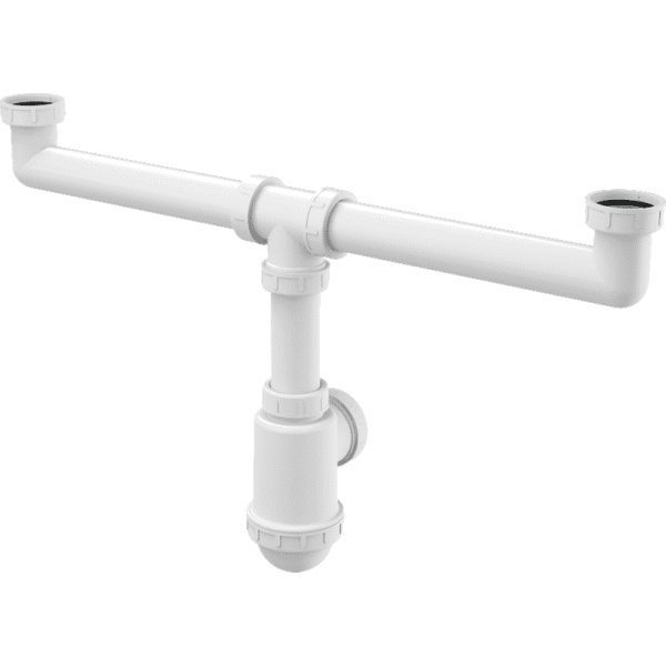 Сифон для двойной мойки AlcaPlast с накидными гайками 6/4" без штуцера A448-DN50/40