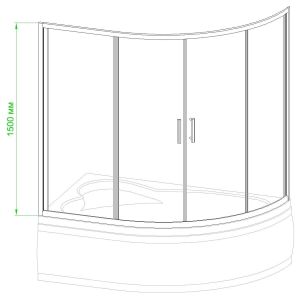 Шторка на ванну Royal Bath Alpine 150см хром RB150ALP-T-CH