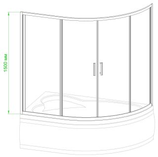 Шторка на ванну Royal Bath Alpine 150см хром RB150ALP-T-CH