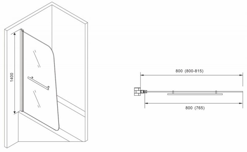 Шторка на ванну ABBER Ewiges Wasser 80см чёрный AG50080B