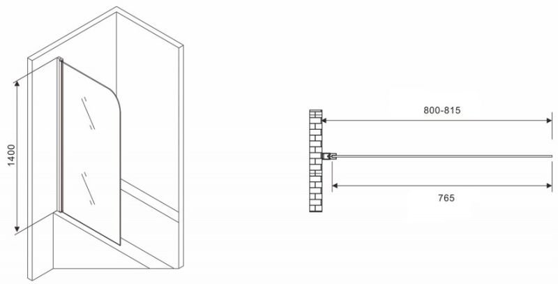 Шторка на ванну ABBER Ewiges Wasser AG52080 80см хром