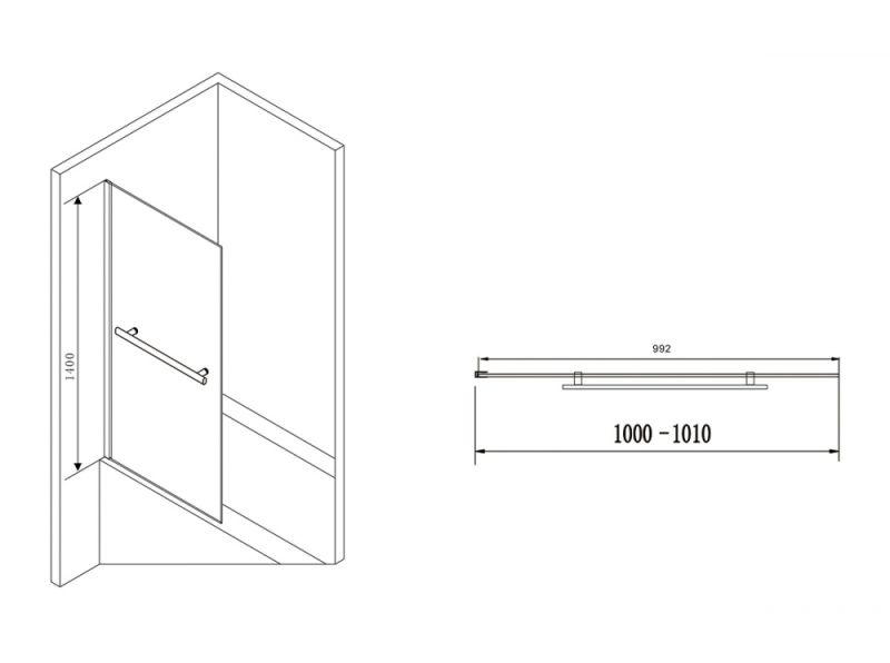 Шторка на ванну ABBER Immer Offen 100см AG70100B