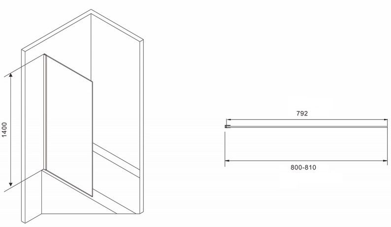 Шторка на ванну ABBER Immer Offen 80см чёрный AG71080B