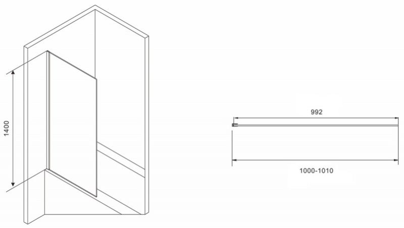 Шторка на ванну ABBER Immer Offen AG71100B 100см чёрный