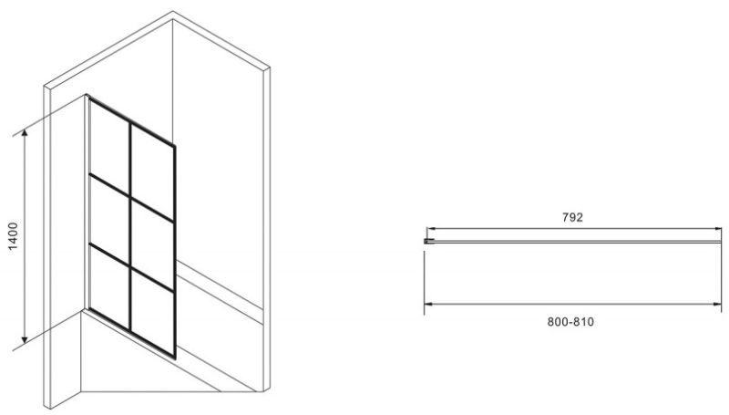 Шторка на ванну ABBER Immer Offen AG72080B 80см чёрный