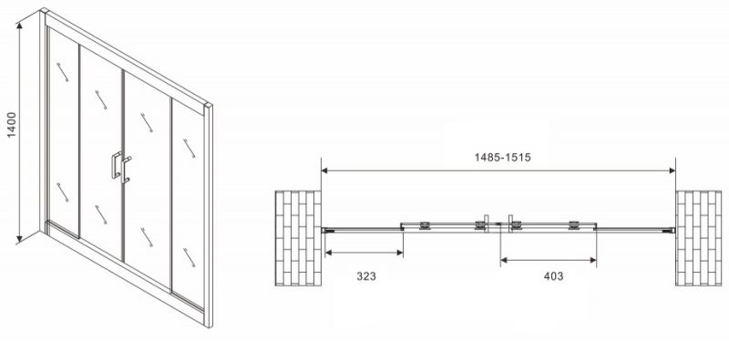 Шторка на ванну ABBER Schwarzer Diamant AG57150 150см хром