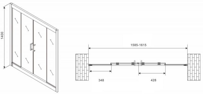 Шторка на ванну ABBER Schwarzer Diamant AG57160 160см хром