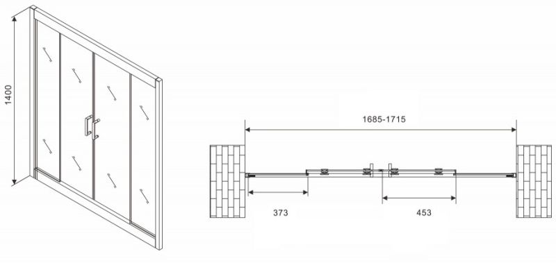 Шторка на ванну ABBER Schwarzer Diamant AG57170 170см хром