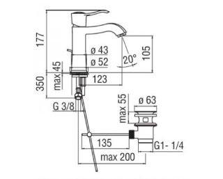 Смеситель Nobili Sofi SI98118/1BR для раковины Смеситель Nobili Sofi SI98118/1BR для раковины