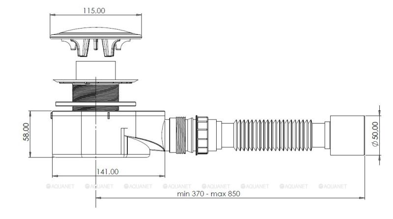 Сифон для душевого поддона Aquanet 302124 с накладкой белый