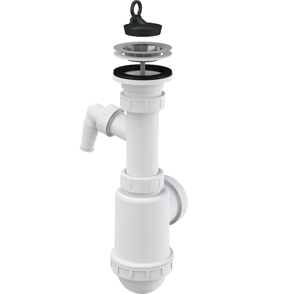 Сифон для мойки AlcaPlast c нержавеющей решеткой ?70 и подводкой A441P-DN50/40 Сифон для мойки AlcaPlast c нержавеющей решеткой ?70 и подводкой A441P-DN50/40