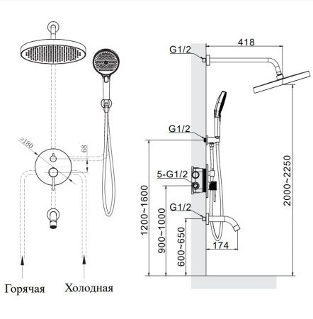 Душевая система AltroBagno Bilancia 040501 Ni