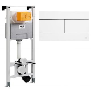 Инсталляция для подвесного унитаза OLI 120 ECO Sanitarblock mechanic 879236mSL01 панель слива Slim белый