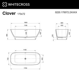 Ванна из искусственного камня WHITECROSS Clover 0220.170072.2XXXX 170x72 см RAL мат Ванна из искусственного камня WHITECROSS Clover 0220.170072.2XXXX 170x72 см RAL мат