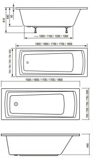 Акриловая ванна Ravak DOMINO PLUS C651R00000 180x80