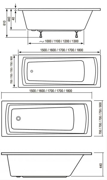 Акриловая ванна Ravak DOMINO PLUS C651R00000 180x80