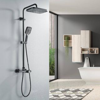 Душевая стойка Rose R1896H-6 с термостатом чёрный матовый Душевая стойка Rose R1896H-6 с термостатом чёрный матовый