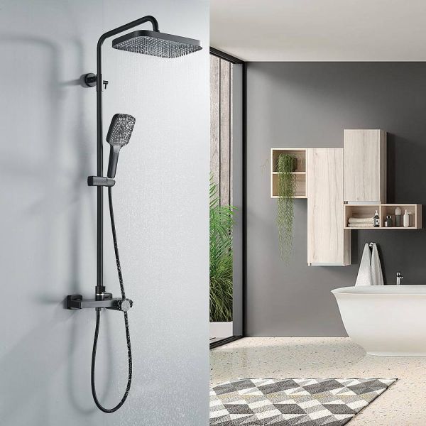 Душевая стойка Rose R1896H-6 с термостатом чёрный матовый Душевая стойка Rose R1896H-6 с термостатом чёрный матовый