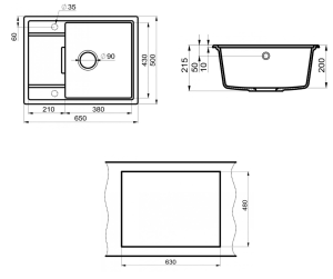 Мойка кухонная Point Стил PN3009W 65 см белый