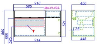 Тумба под раковину  Aqwella Malaga 90 Mal.01.09/L/CD Тумба под раковину  Aqwella Malaga 90 Mal.01.09/L/CD