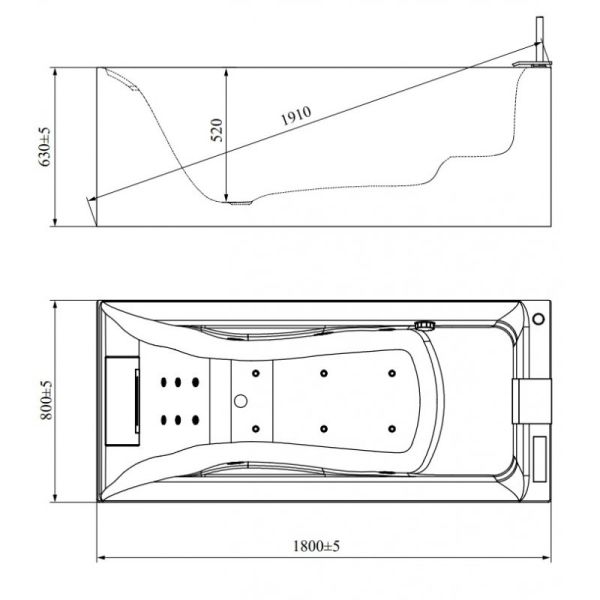 Ванна гидромассажная акриловая Orans BT-62131CR 62131 180x80 см