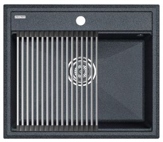 Комплект Paulmark: мойка Stepia 60 и ролл-мат Step PM115951-DG+R375-BS графит/брашированная нержавеющая сталь Комплект Paulmark: мойка Stepia 60 и ролл-мат Step PM115951-DG+R375-BS графит/брашированная нержавеющая сталь