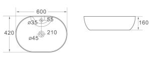 Раковина накладная SantiLine SL-1023 60см белый