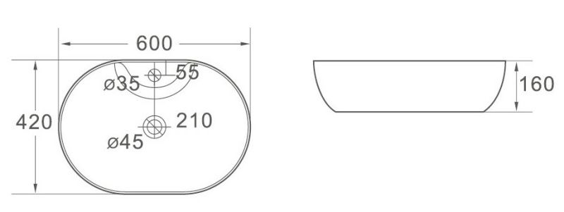 Раковина накладная SantiLine SL-1023 60см белый