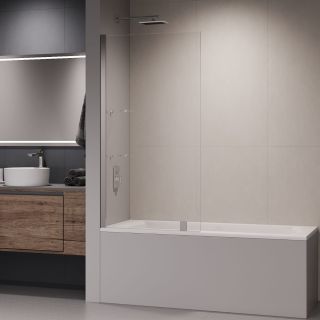 Шторка на ванну RGW SC-54 03115408-11 с полкой 80 см профиль хром стекло прозрачное