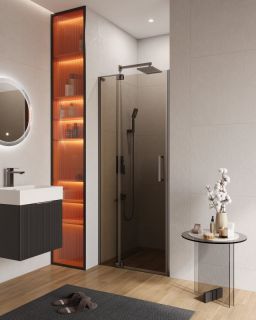 Душевая дверь CEZARES SLIDER-B-1-70/80-BR-GM оружейная сталь