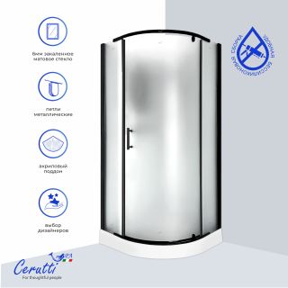 Душевая кабина Ceruttispa КОРРА (KORRA) 90BF KORRA90BF 90x90 см профиль чёрный стекло матовое