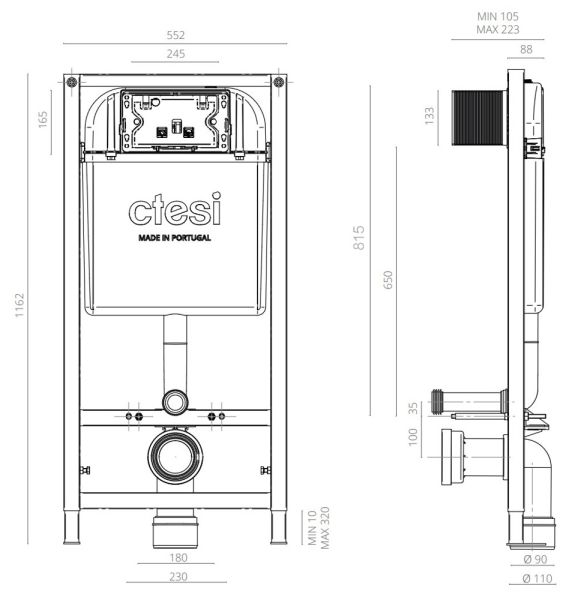 Инсталляция для унитаза Ctesi Solid BK0200240